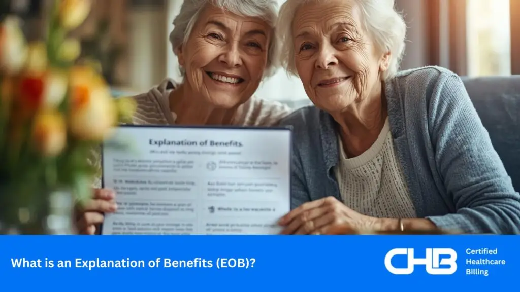 Two Elderly women holding an explanations of benefits and smiling